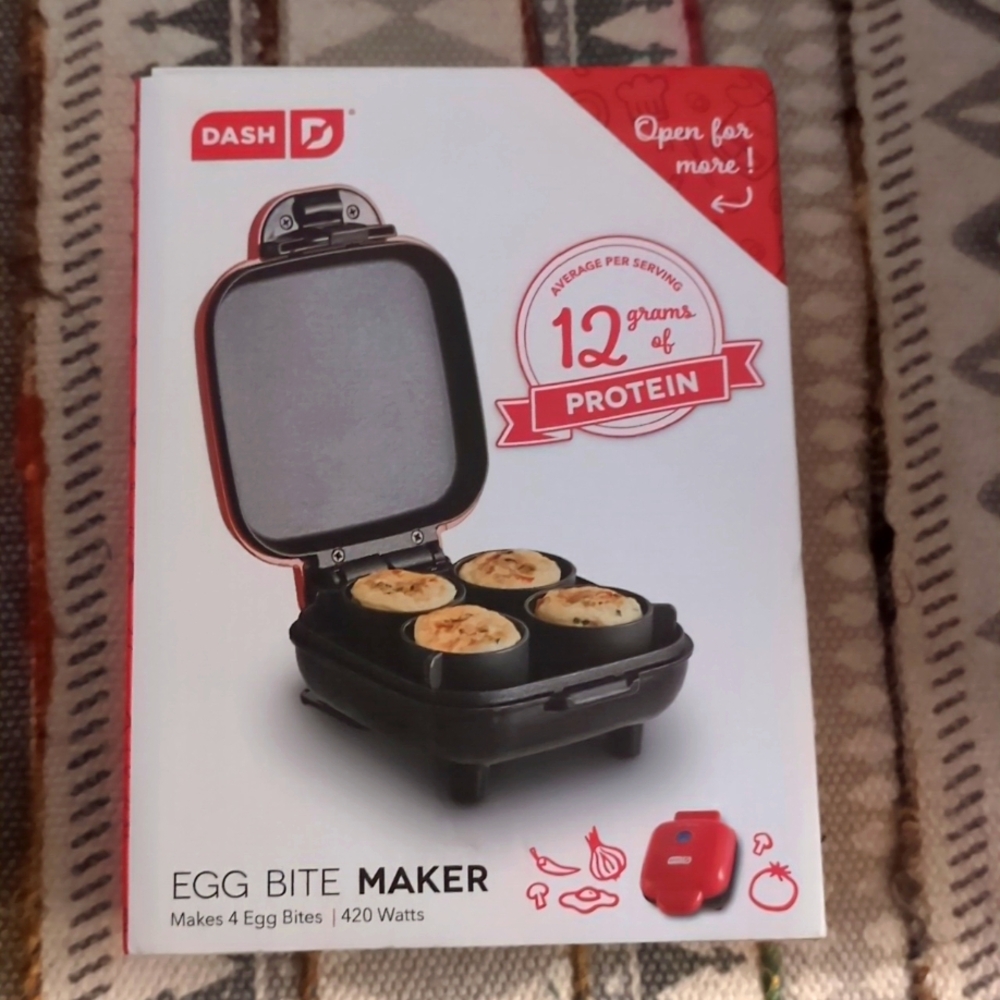 Dash Egg Bite Maker Red Mini Cooker NEW in Box